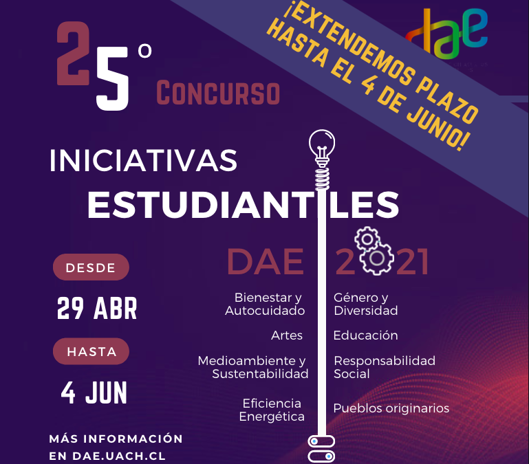 ¡Extendemos plazo!: 25º Convocatoria a Iniciativas Estudiantiles Online DAE 2021