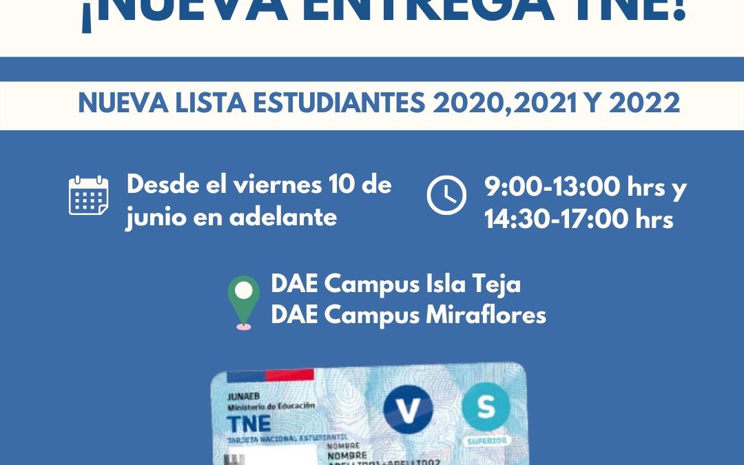 ¡Nueva entrega! Revisa TNE disponibles para retiro